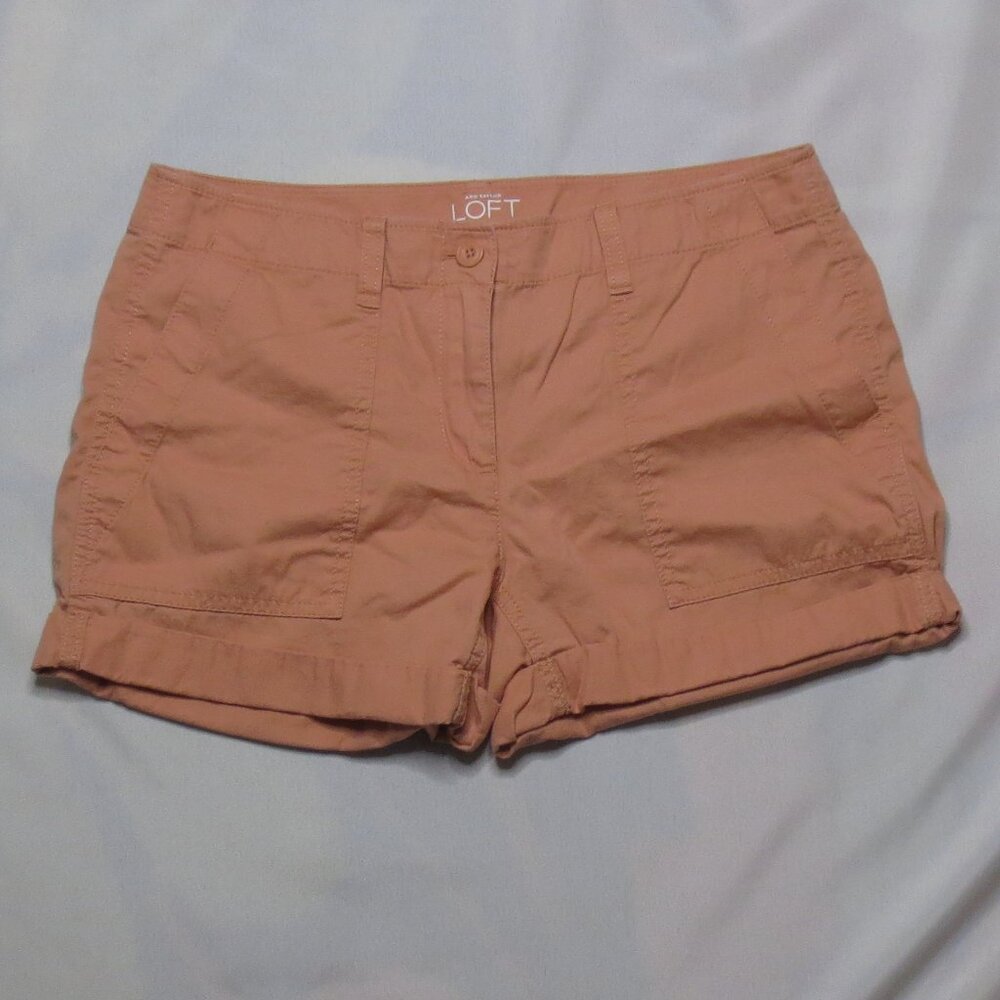LOFT womens SHORTS lightweight PEACH pink CUFFED cotton SIZE 4